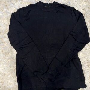 H&M women's black long sleeve crew neck top ribbed knit size Small (Loose)